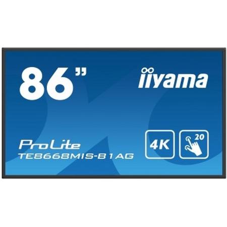 iiyama ProLite TE8668MIS-B1AG touch screen-monitor 2,17 m (85.6) 3840 x 2160 Pixels Zwart Multi-touch Multi-gebruiker