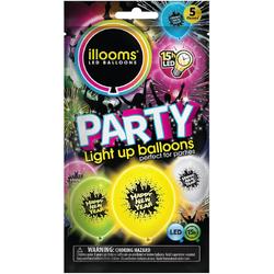 Illooms - Gelukkig Nieuwjaar, Gemengde Displaydozen, 18 Stuks Van 5 Ballonnen (Roze, Groen, Geel, Wit, Blauw)