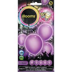 Illooms LED Ballonnen Paars - 5 Stuks