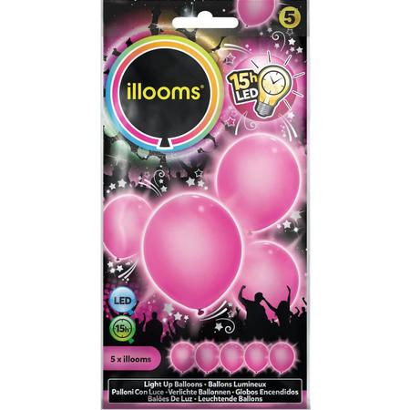 Illooms LED Ballonnen Roze - 5 Stuks