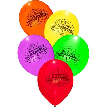 Illooms Led-ballon Joyeux Anniversaire Latex 5 Stuks