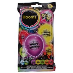 Illooms Led-ballonnen Happy Birthday 5 Stuks