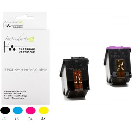 Improducts® Huismerk Inktcartridge Alternatief Hp 339 XL zwart (C8767EE) en hp 343 XL kleur (C9363EE) Multi pack