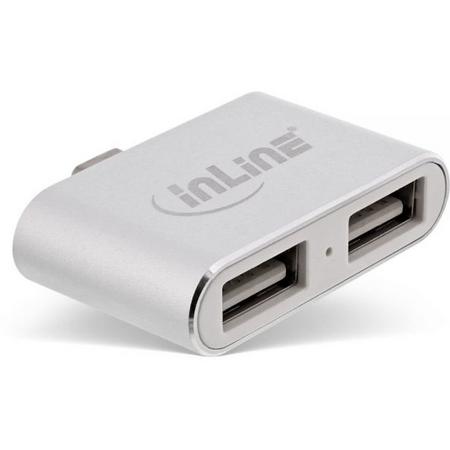 InLine USB-C naar 2x USB Hub - USB2.0 / wit