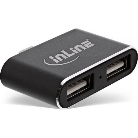 InLine USB-C naar 2x USB Hub - USB2.0 / zwart