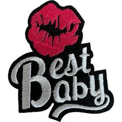 Best Baby - Girl - Kus - Roze - Groot - strijk embleem - patch - patches - stof & strijk applicatie
