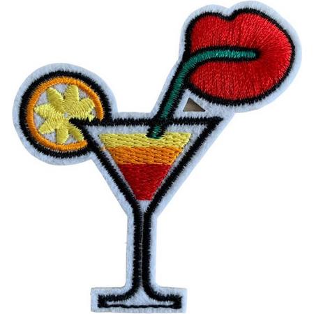Cocktail - Zomer - Drinken - Groot - strijk embleem - patch - patches - stof & strijk applicatie