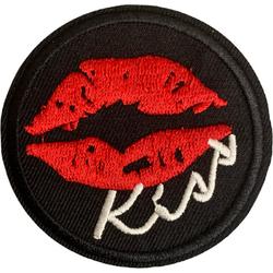 Kus - Lippen Zwart strijkapplicatie strijk embleem - patch - patches - stof & strijk applicatie