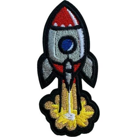 Raket - Spaceshuttle strijk embleem - patch - patches - stof & strijk applicatie
