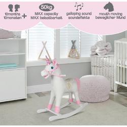 GoodVibes - Hobbelpaard voor Kinderen - Schommelpaard Pink Unicorn - Stevige Constructie - Knuffelzacht met Geluidseffecten - Roze Eenhoorn