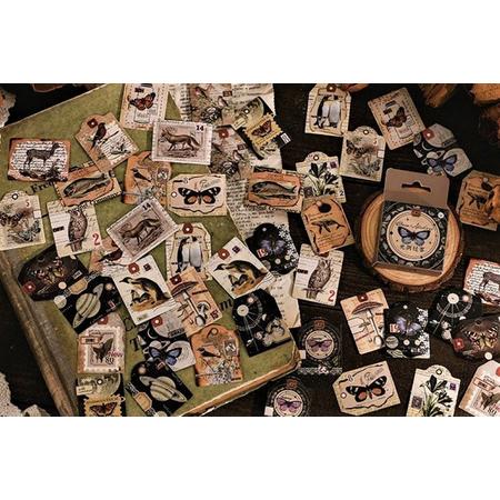 Bulletjournal stickers - Vintage Labels Flora & Fauna - 46 stuks - Washi - Vlinders - Labels - Scrapbooking