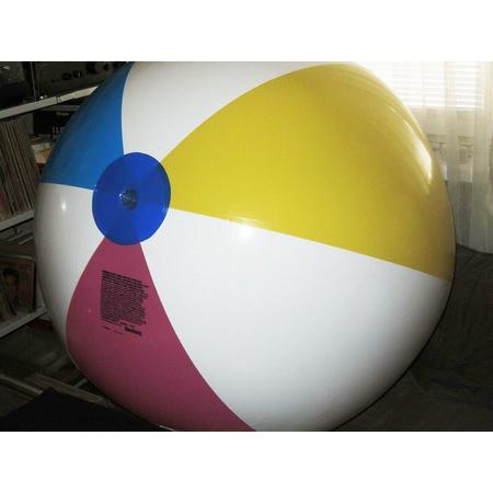 Grote opblaasbare Strandbal 1.1 meter hoog met 2 valves - Magenta / Wit / Blauw / Geel