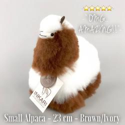 Alpaca Knuffel - Zacht & Fluffy - 20 CM - Handgemaakt - Bruin/Wit