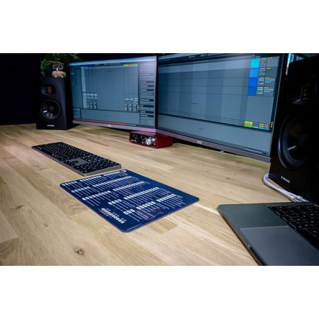 Ableton muismat met shortcuts - blauw/studio