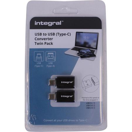 Integral INADUSB3.0ATOCTW kabeladapter/verloopstukje USB Type-A USB Type-C Zwart