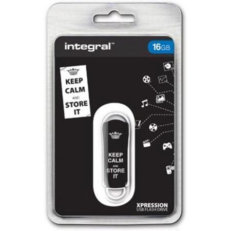 Integral Keep Calm and Back Up USB2.0 Flash Drive 16 GB zwart