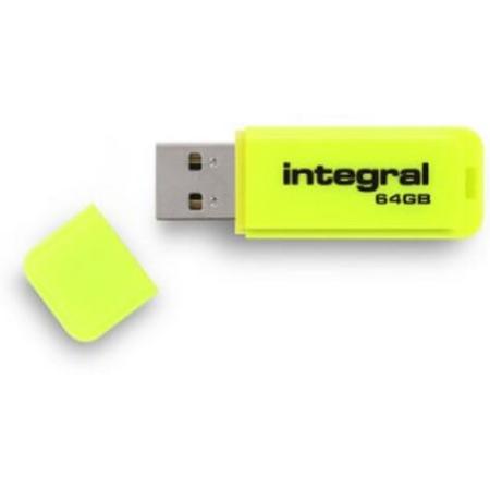 Integral Neon USB Stick 64GB USB 2.0 Geel