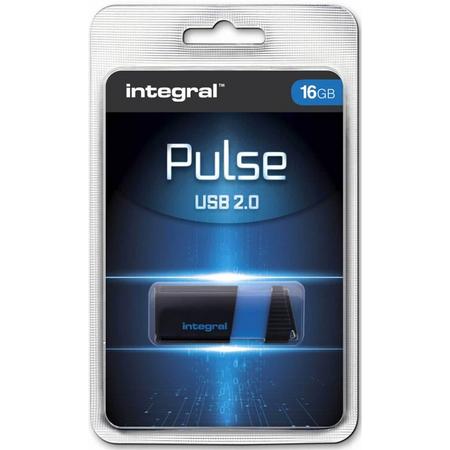 Integral Pulse 16GB USB 2.0 Type-A Zwart, Blauw USB flash drive