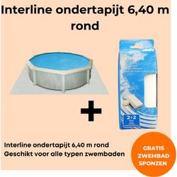 Interline ondertapijt - Onderzeil zwembad 6,40m rond - Voor alle zwembaden - Anti bacterieel - Extra isolatie - Inclusief gratis zwembadspons
