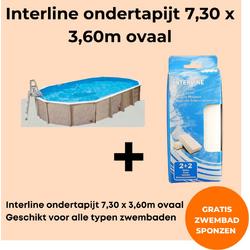 Interline ondertapijt - Onderzeil zwembad 7,30 x 3,60m ovaal - Voor alle zwembaden - Anti bacterieel - Extra isolatie - Inclusief gratis zwembadspons
