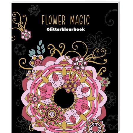 Flower Magic - Glitterkleurboek - Ultimate Black edition