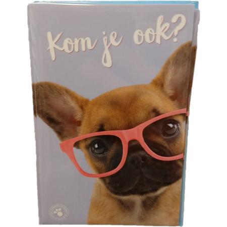 Interstat - Uitnodigingskaarten - Hond met roze bril - 6st.