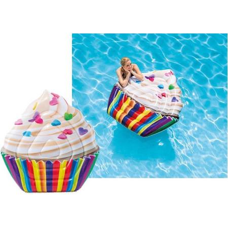 Groot opblaasbaar luchtbed gekleurde cupcake / taartje met snoepjes voor in het zwembad (Intex)