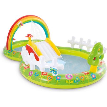 IINTEX - zwembad met glijbaan - speelzwembad - 290x180x104 cm - regenboog