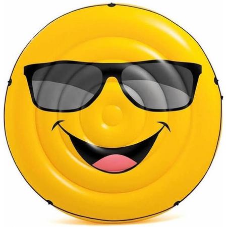 INTEX - Smiley Emoji Luchtmatras - 173 cm - Geel - Easy move - opblaasbaar luchtbed zwembad - 2 personen