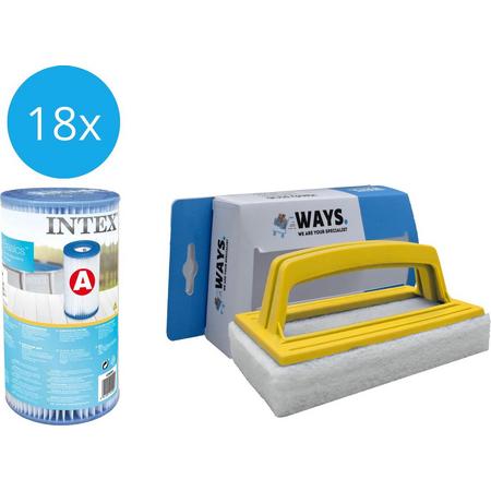 Intex - A filters - 18 stuks - Geschikt voor filterpomp 28604GS/28638GS/28636GS & WAYS scrubborstel