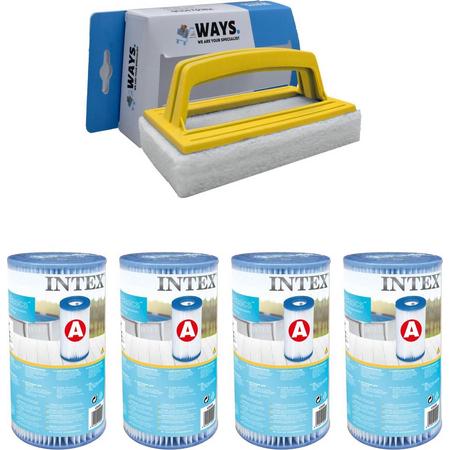 Intex - A filters - 4 stuks - Geschikt voor filterpomp 28604GS/28638GS/28636GS & WAYS scrubborstel