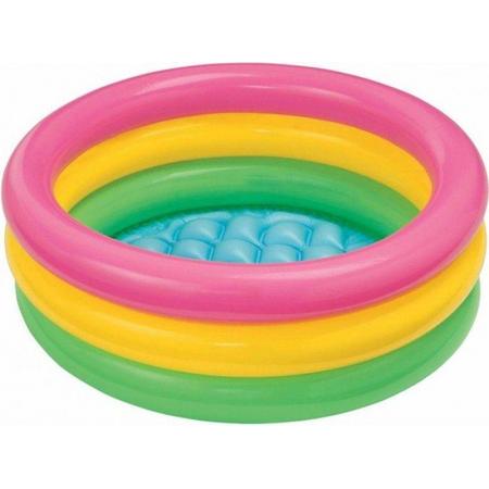 Intex - Baby - peuter - zwembad - 61 cm - opblaasbodem - roze - geel - paars - babyzwembad