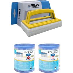   - Voordeelverpakking - H filters geschikt voor filterpomp 28602GS - 2 stuks & WAYS scrubborstel