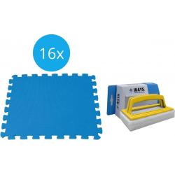 Intex - Voordeelverpakking - Zwembadtegels - 2 verpakkingen van 8 tegels - 4m² & WAYS scrubborstel