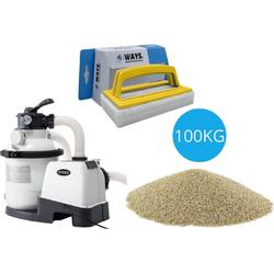   - Zandfilterpomp 5700 L/u & Filterzand 100 kg & WAYS Scrubborstel