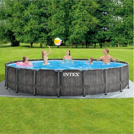 Intex Baltik Frame Pool - Houtlook zwembad - 549x122 cm - met pomp en accessoires