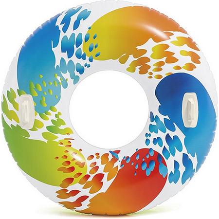 Intex Color Whirl Zwemband 122cm - XL  zwemband met handvaten - Multikleur zwemband