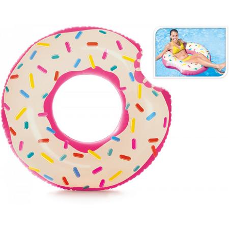 Intex Donut Zwemring - Zwemband - Drijfband - 107 cm -  Voor Op Het Water - In De Zwembad - Op Vakantie - Roze Ringband Donut Met Gekleurde Spikkels -