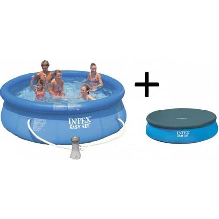 Intex Easy Set Opblaasbaar Zwembad - 244 cm - Inclusief Filterpomp en Afdekhoes