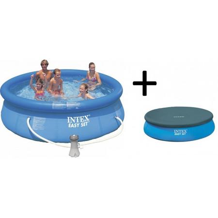 Intex Easy Set Opblaasbaar Zwembad - 305 cm - Inclusief Filterpomp en Afdekhoes