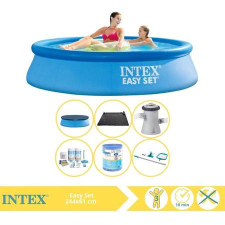 Intex Easy Set Zwembad - Opblaaszwembad - 244x61 cm - Inclusief Afdekzeil, Onderhoudspakket, Filter, Onderhoudsset en Solar Mat
