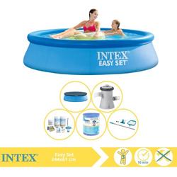   Easy Set Zwembad - Opblaaszwembad - 244x61 cm - Inclusief Afdekzeil, Onderhoudspakket, Filter en Onderhoudsset