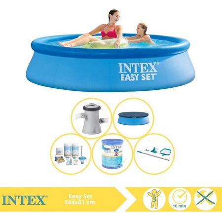 Intex Easy Set Zwembad - Opblaaszwembad - 244x61 cm - Inclusief Afdekzeil, Onderhoudspakket, Filter en Onderhoudsset