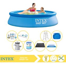   Easy Set Zwembad - Opblaaszwembad - 244x61 cm - Inclusief Onderhoudspakket, Filter, Grondzeil, Onderhoudsset en Solar Mat