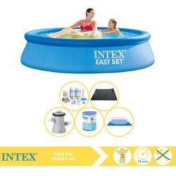   Easy Set Zwembad - Opblaaszwembad - 244x61 cm - Inclusief Onderhoudspakket, Filter, Grondzeil en Solar Mat