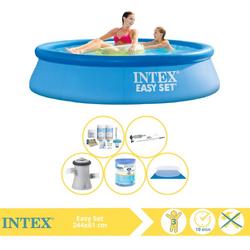   Easy Set Zwembad - Opblaaszwembad - 244x61 cm - Inclusief Onderhoudspakket, Filter, Grondzeil en Stofzuiger