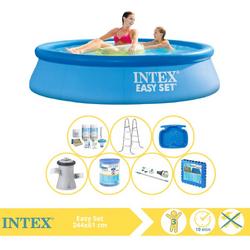   Easy Set Zwembad - Opblaaszwembad - 244x61 cm - Inclusief Onderhoudspakket, Filter, Stofzuiger en Zwembadtegels