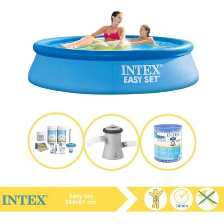 Intex Easy Set Zwembad - Opblaaszwembad - 244x61 cm - Inclusief Onderhoudspakket, Zwembadpomp en Filter