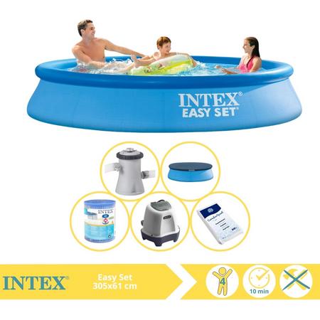 Intex Easy Set Zwembad - Opblaaszwembad - 305x61 cm - Inclusief Afdekzeil, Filter, Zoutsysteem en Zout