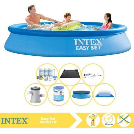 Intex Easy Set Zwembad - Opblaaszwembad - 305x61 cm - Inclusief Afdekzeil, Onderhoudspakket, Filter, Grondzeil, Stofzuiger en Solar Mat